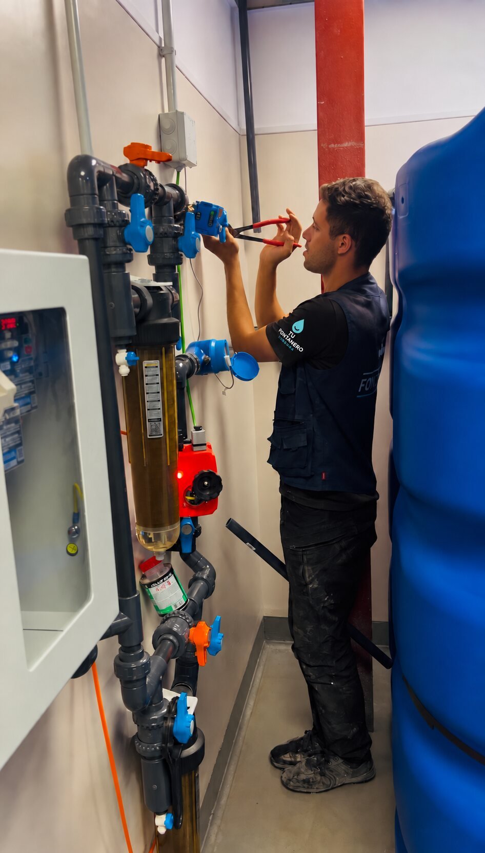 Fontanero realizando una reparación en Córdoba